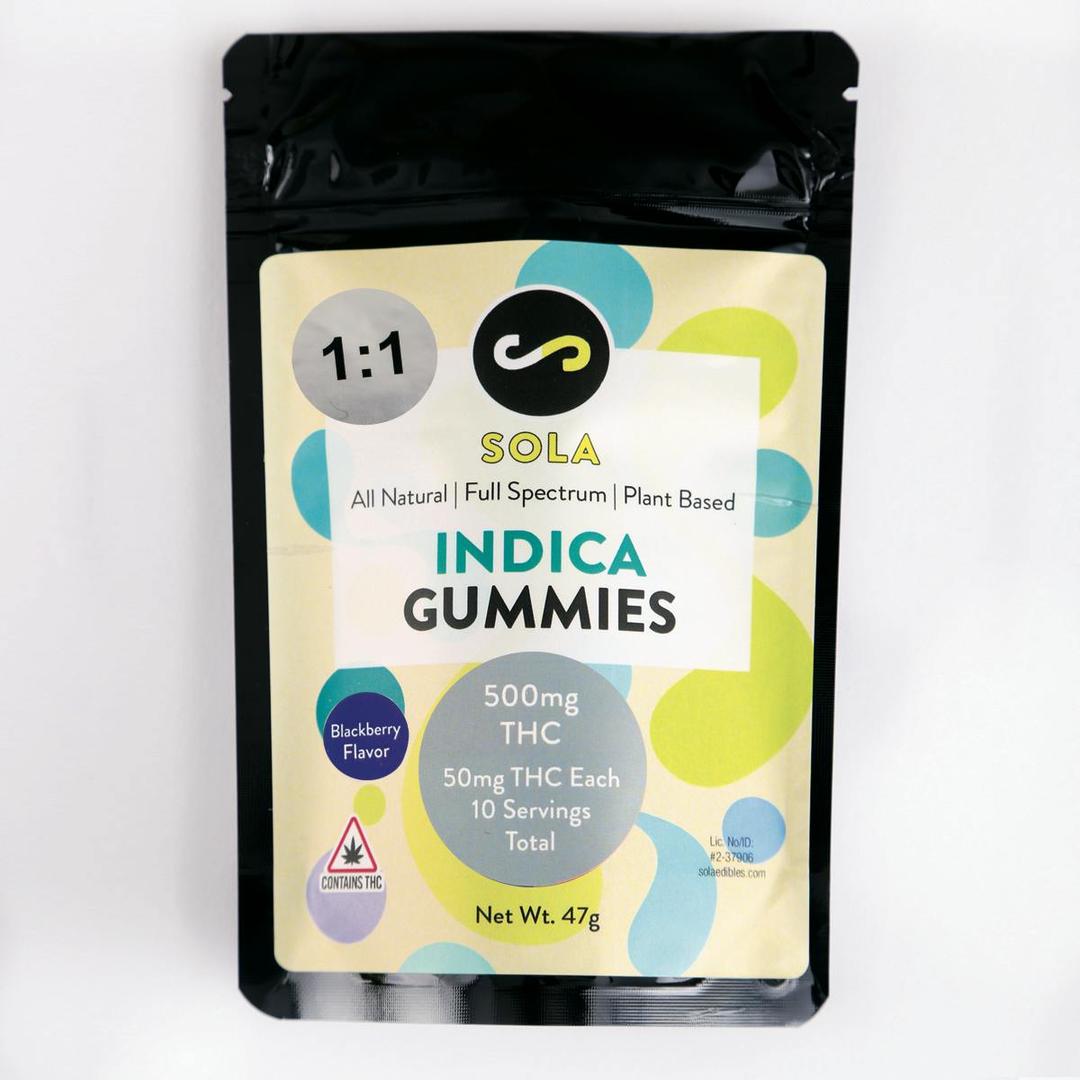 500mg Indica 1:1 Gummies - Blackberry Flavor