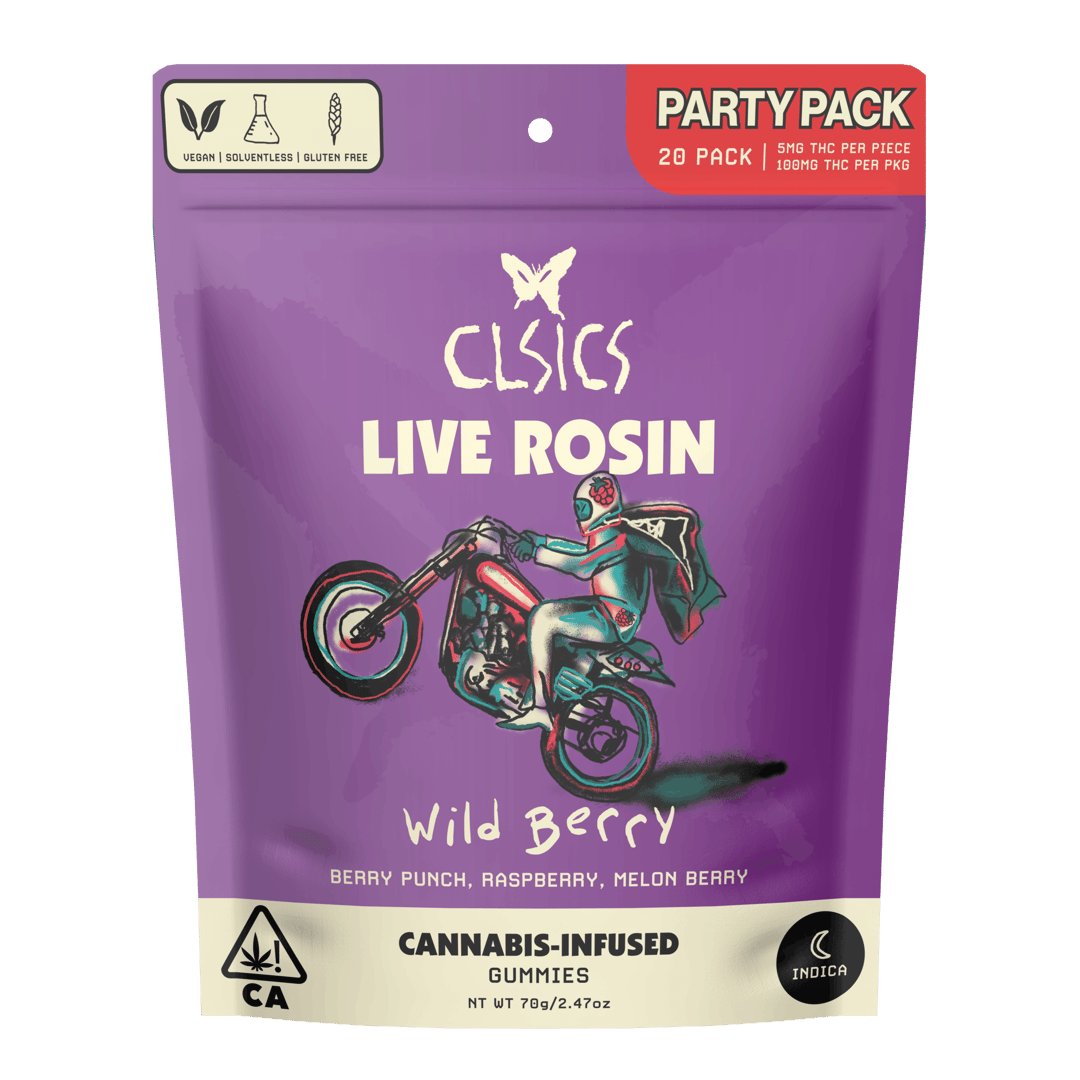Wild Berry Indica 20Pk Gummies - LIVE ROSIN INFUSED PARTY PACK