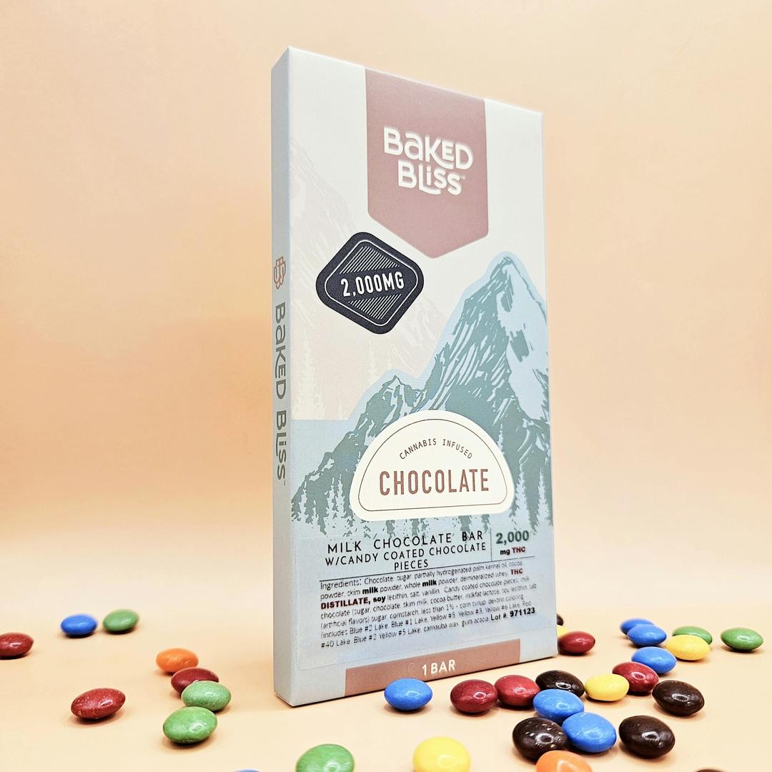 Baked Bliss 2000mg Chocolate Bar W/Candy Coated Chocolate Pieces