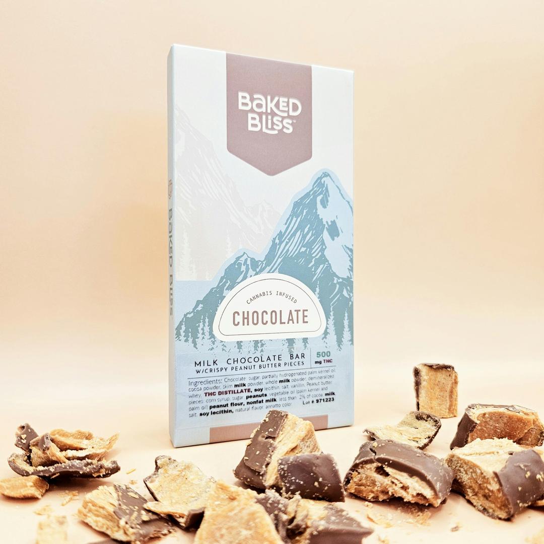 Baked Bliss 500mg Chocolate Bar W/Crispy Peanut Butter Pieces