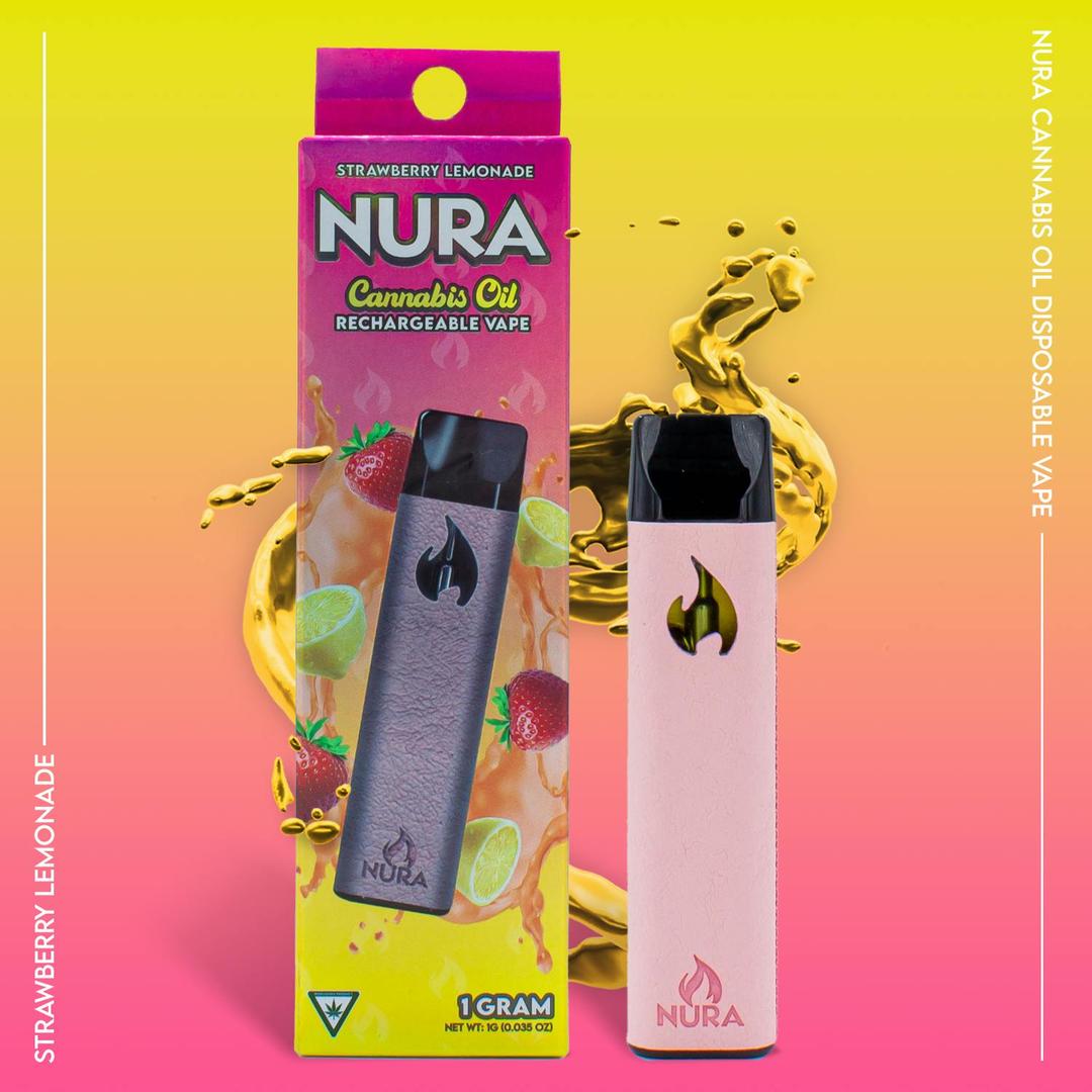 Nura Cannabis Oil 1G Disposables - Strawberry Lemonade