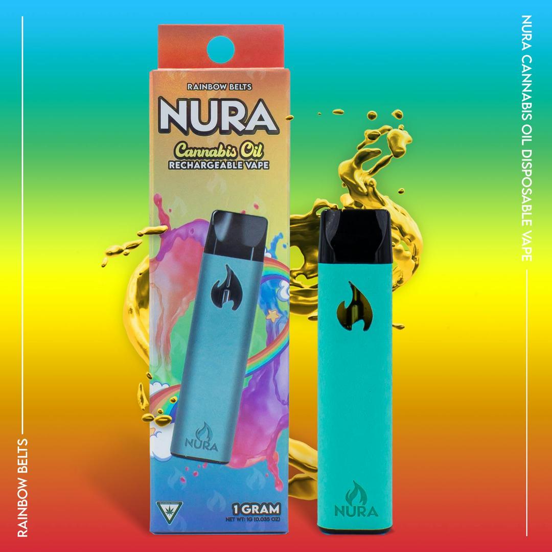 Nura Cannabis Oil 1g Disposable - Rainbow Belts