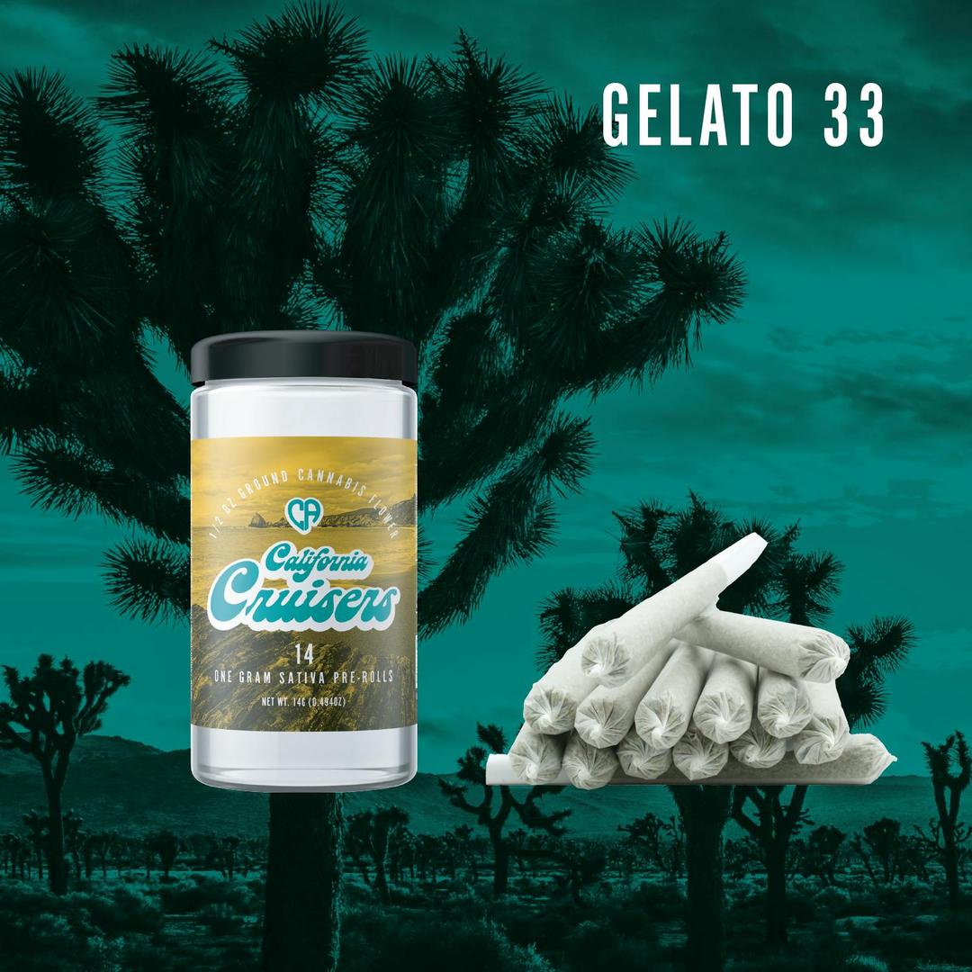 California Cruisers | Gelato 33 | 14x 1g Pre Rolls | (Indica)