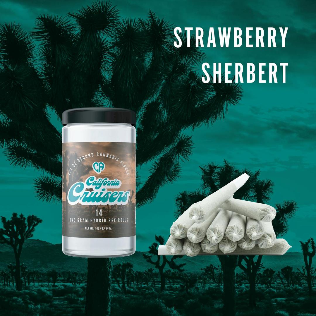 California Cruisers | Strawberry Sherbert | 14x 1g Pre Rolls | sativa