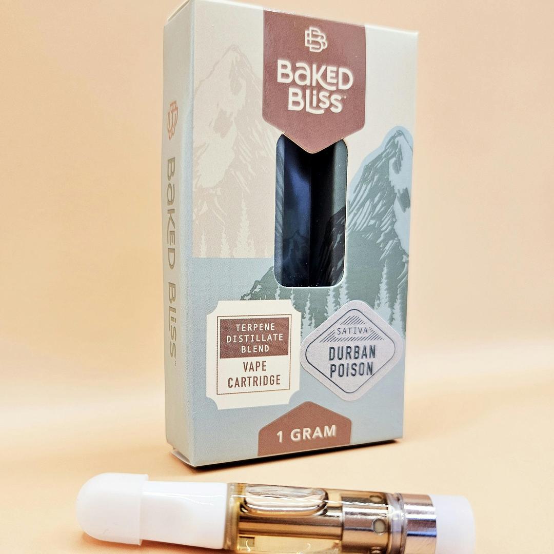 Baked Bliss 1g Durban Poison Distillate Cartridge