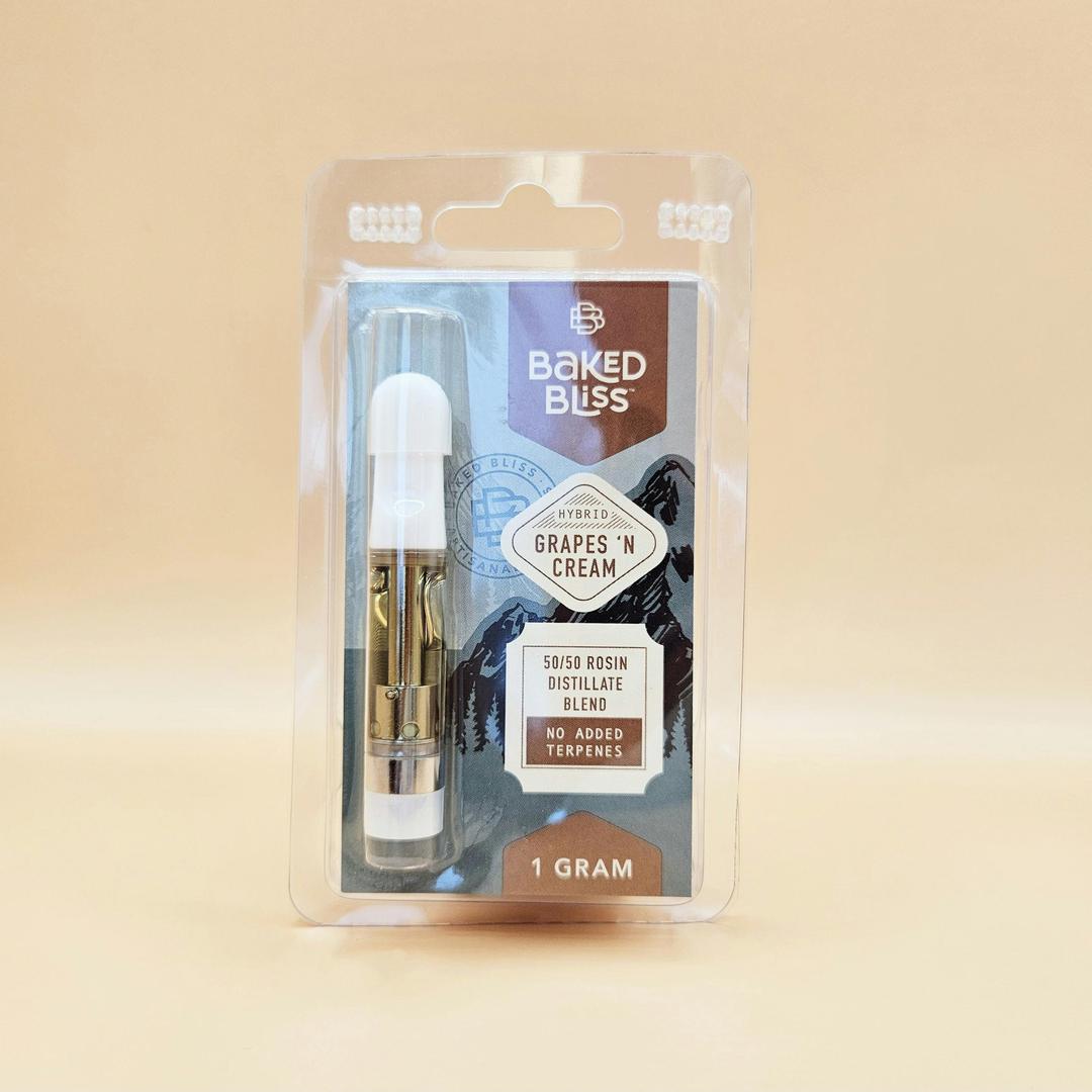 Baked Bliss Grapes n Cream 1g 50/50 Hash Rosin/Distillate Cartridge