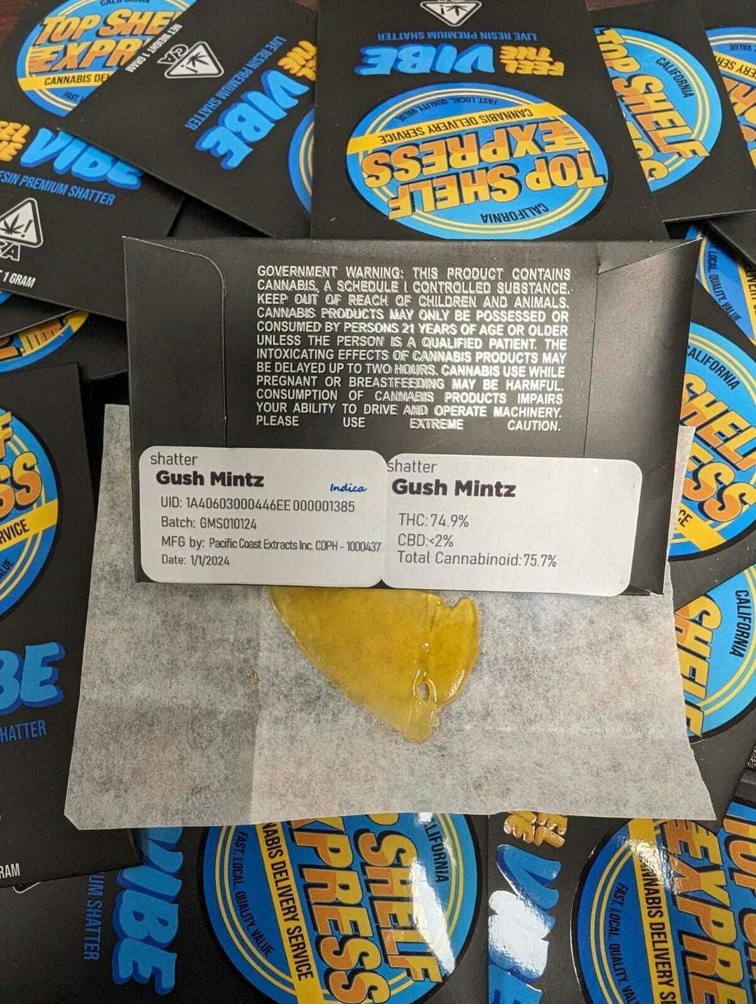 Gush Mintz Shatter (1g) **NEW LOWER PRICE 20g or 6/$100*