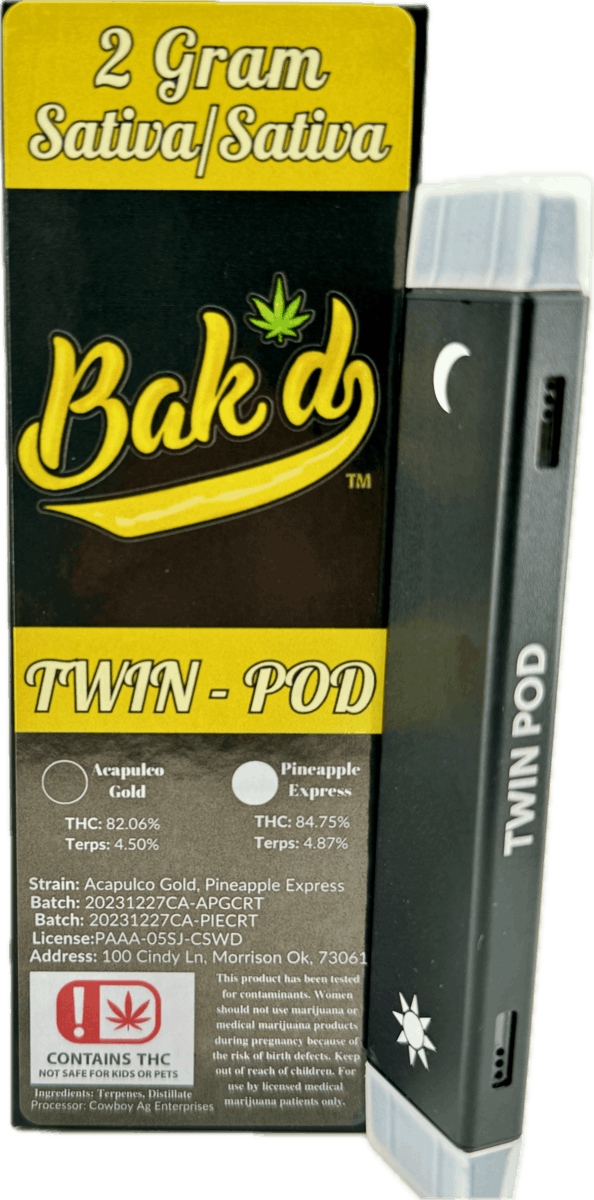 Bak'd 2G Disposable Sativa/Sativa (Acapulco Gold/Pineapple Express)