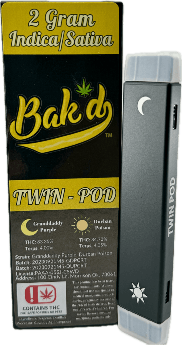 Bak'd 2G Disposable Sativa/Indica (Sunset Sherbet/Cranberry Kush)