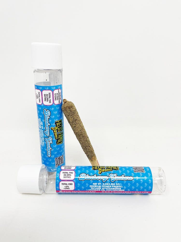 Blueberry Gushers Single 1.2g Diamond/Kief/Cannabis Oil Infused Pre Roll