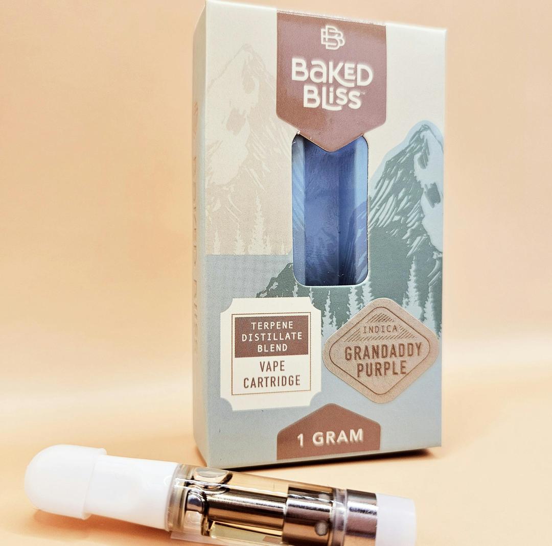 Baked Bliss 1g Granddaddy Purple Distillate Cartridge