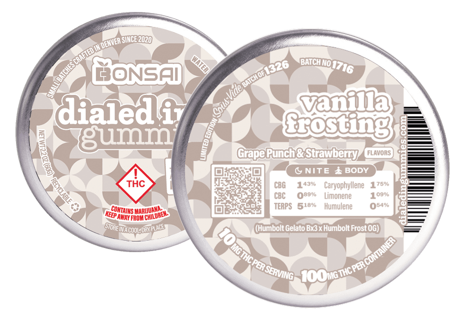 Vanilla Frosting | Gummies | 10 pieces per tin | 100mg THC