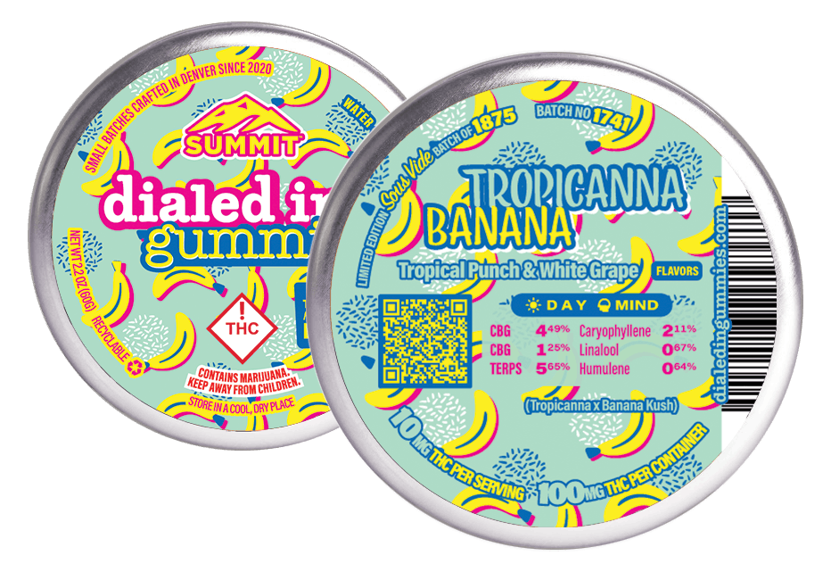 Tropicanna Banana | Gummies | 10 pieces per tin | 100mg THC