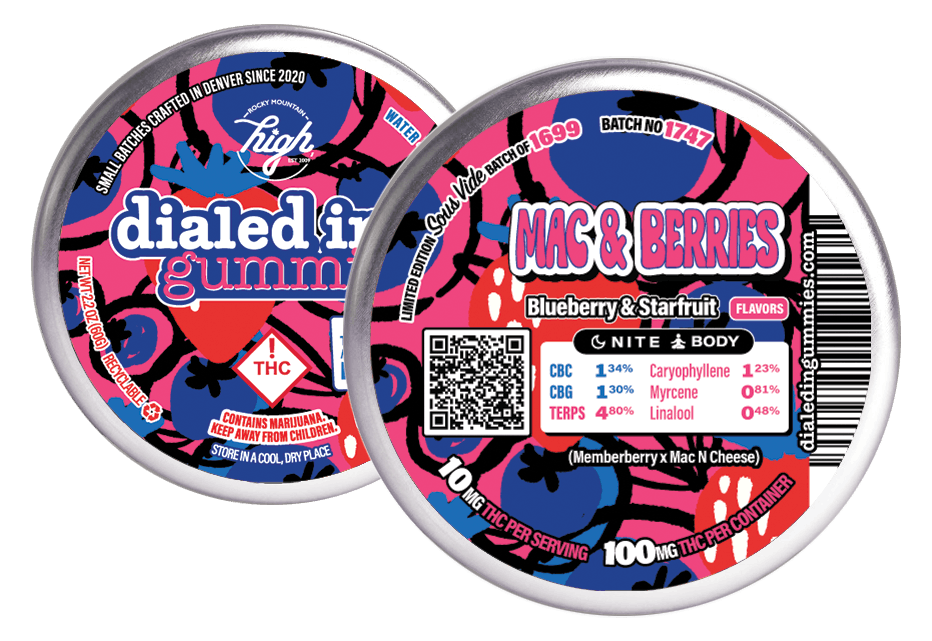 Mac & Berries | Gummies | 10 pieces per tin | 100mg THC