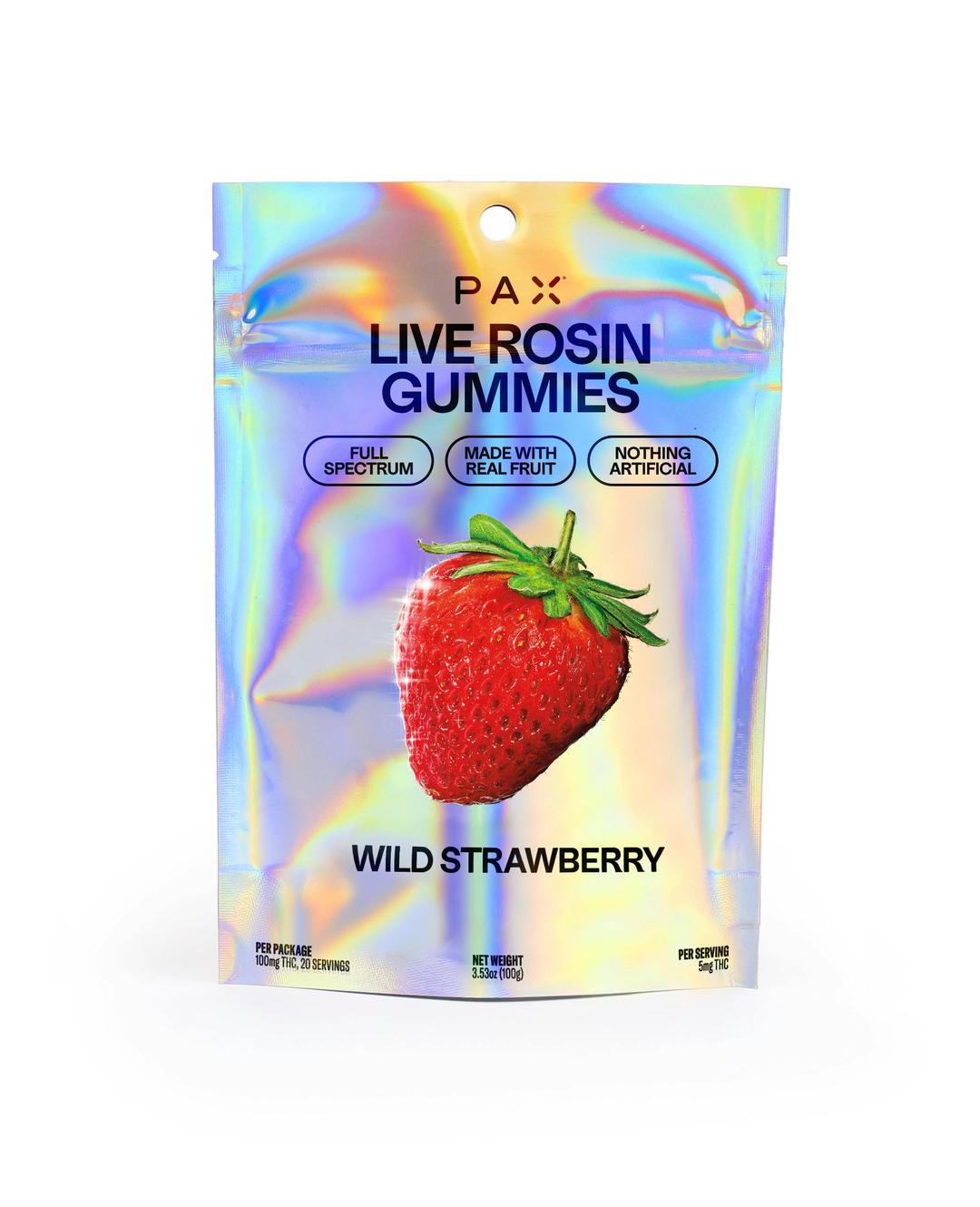PAX Live Rosin Gummies - Wild Strawberry - [20pk] (100mg)