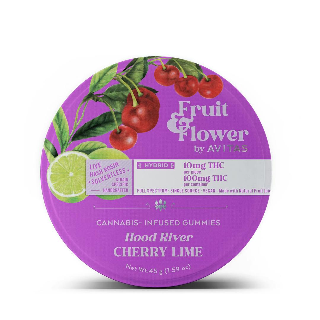 Hood River Cherry Lime Fruit & Flower Live Hash Rosin Gummies 100mg 10-pack
