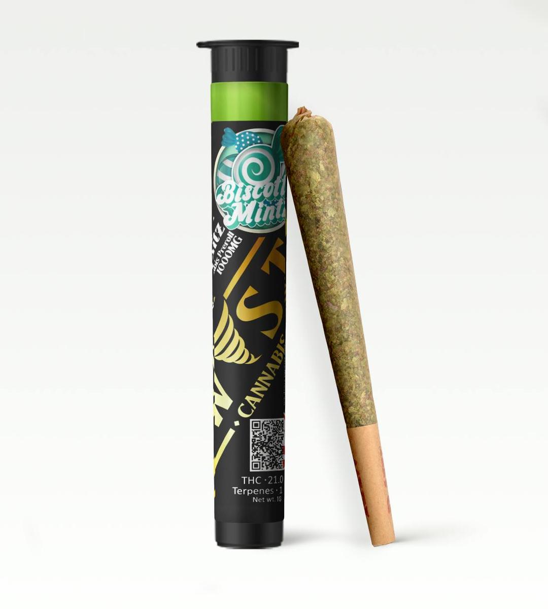 Twisted 1g Preroll- Biscotti Mintz