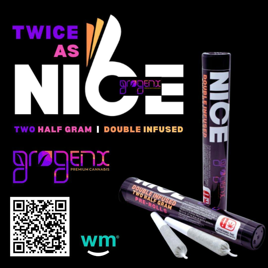 GroGenx - TWICE AS NICE - (2) 0.5g DOUBLE INFUSED PRE-ROLLS - GRAPES&CREAM