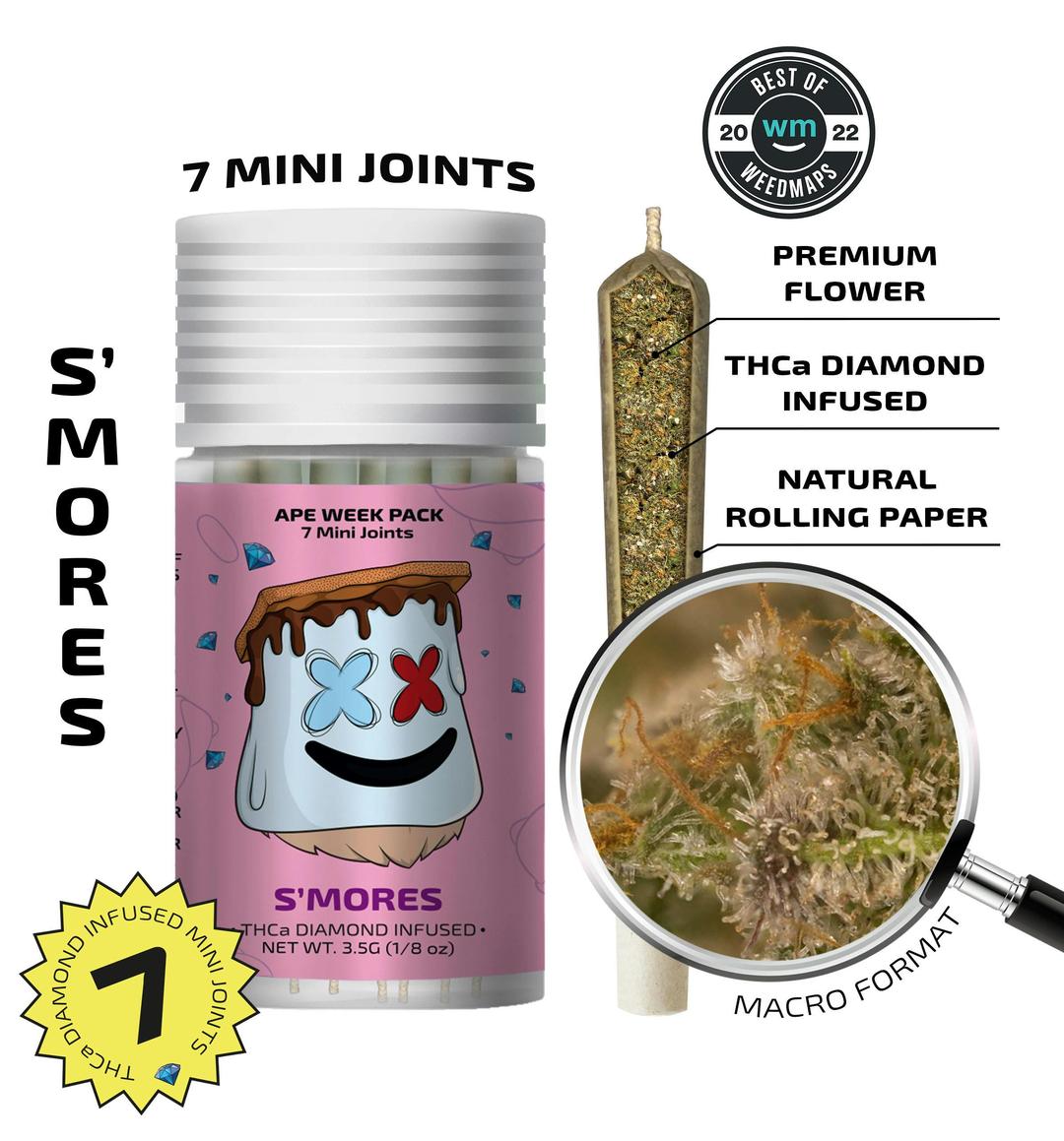 S'Mores [Indica Dominant] — 7 Diamond Infused Mini Joints (3.5g |0.5g each)