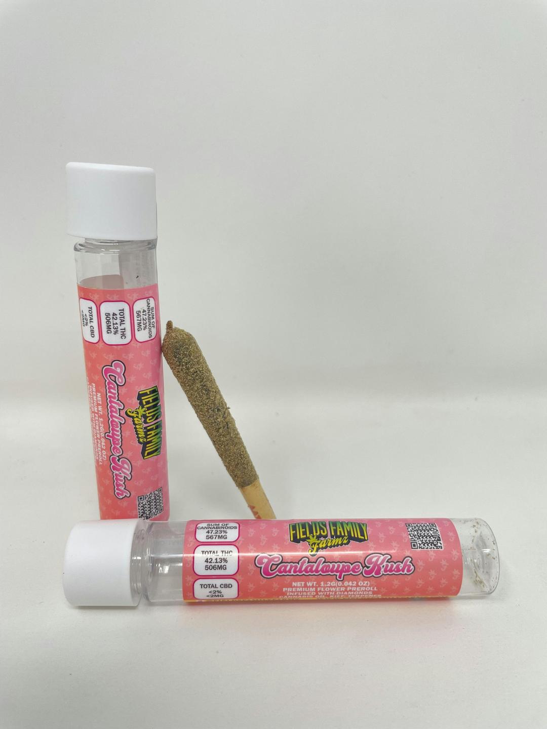Cantaloupe Kush Single 1.2g Diamond/Kief/Cannabis Oil Infused Pre Roll