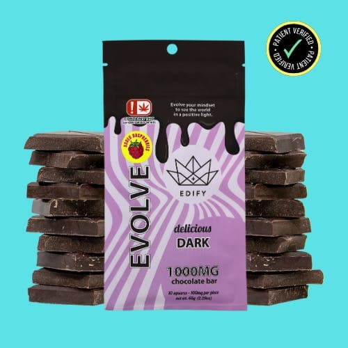 1000mg THC Dark Chocolate Raspberry Flavored Chocolate Bar