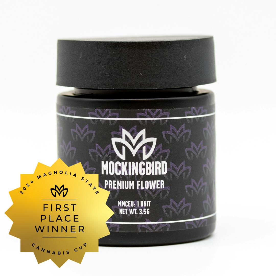 Mockingbird Premium Flower: Leprechaun Gold Jarred 1/8s