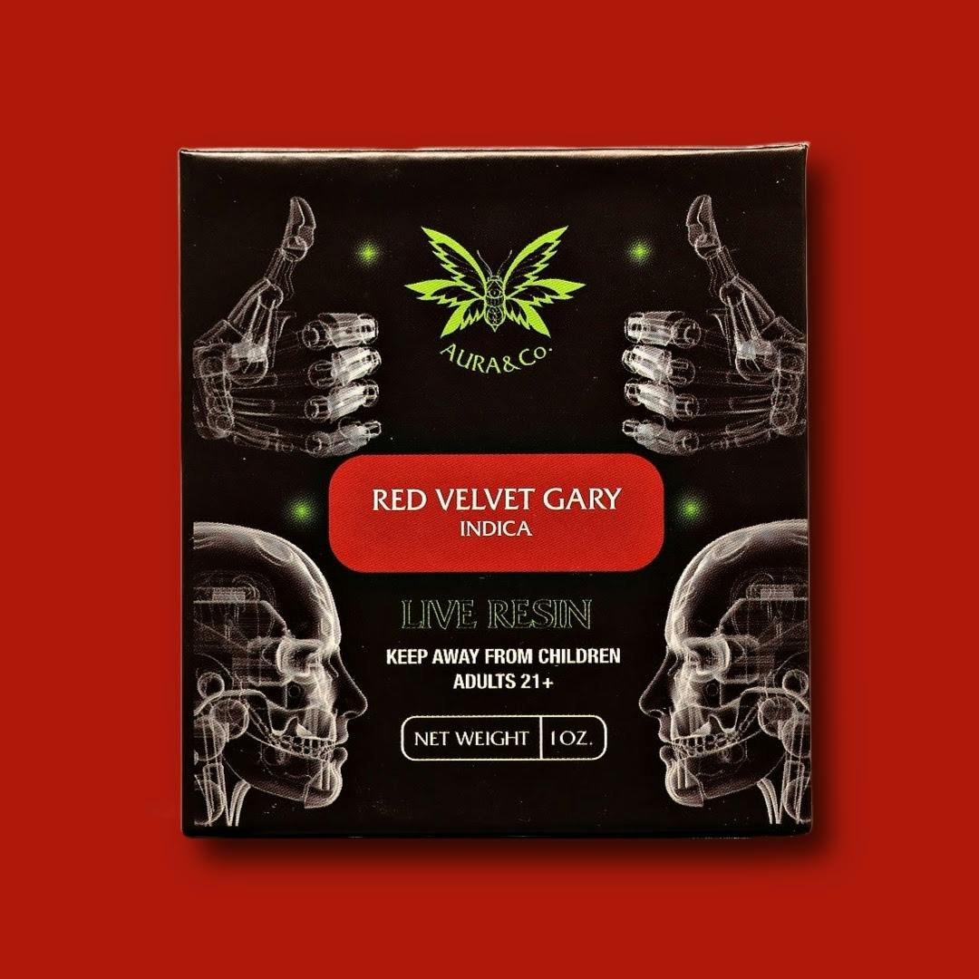 Aura Co. Live Resin 1g Cartridge | Red Velvet Gary