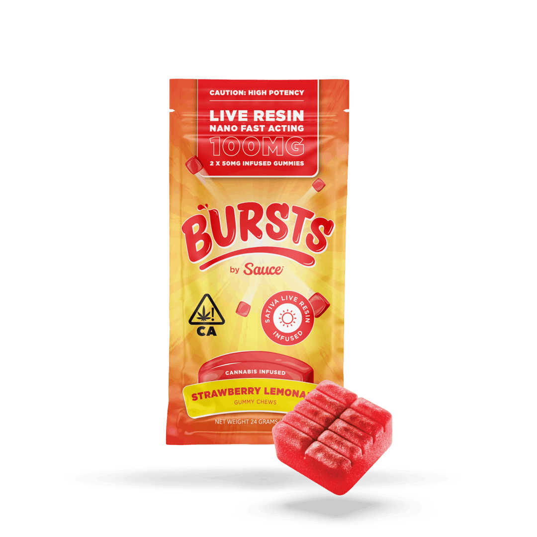BURSTS - Strawberry Lemonade (Sativa) - 100MG Live Resin Infused Edibles