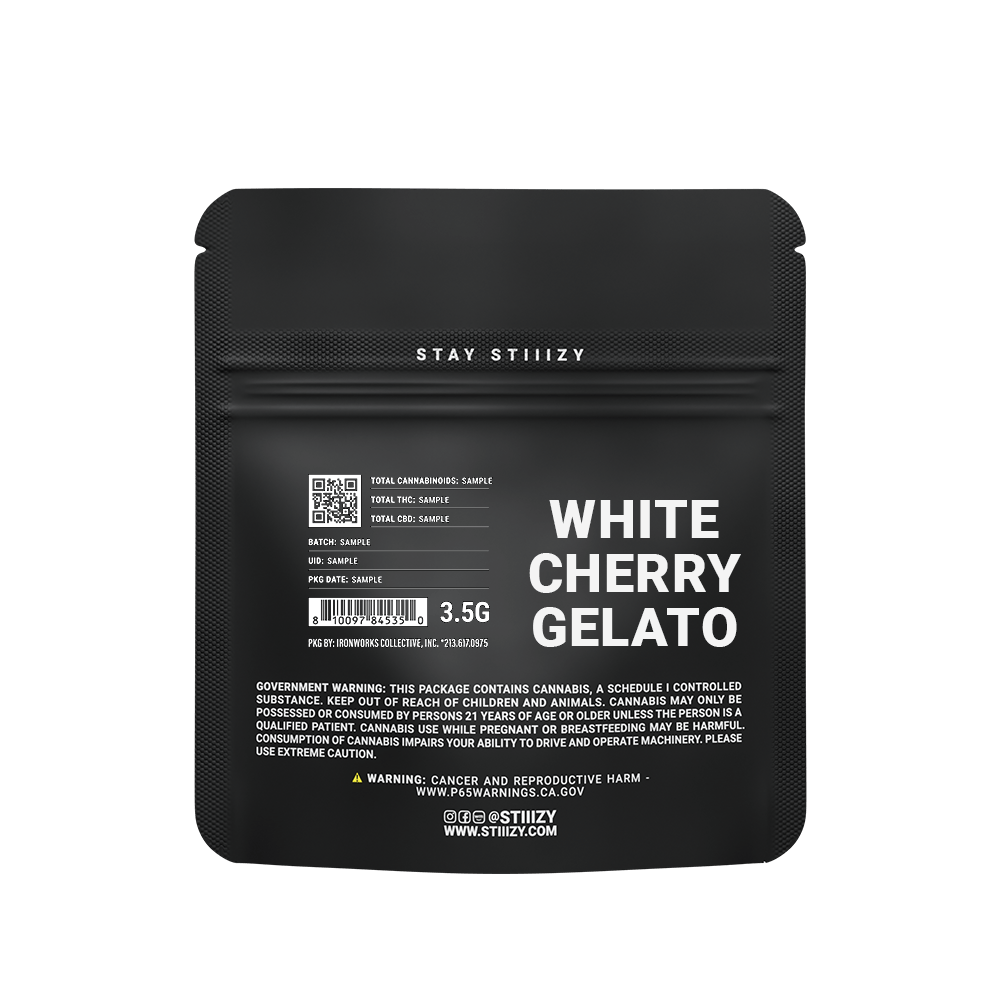 - WHITE CHERRY GELATO - 3.5G Black Label Mylar