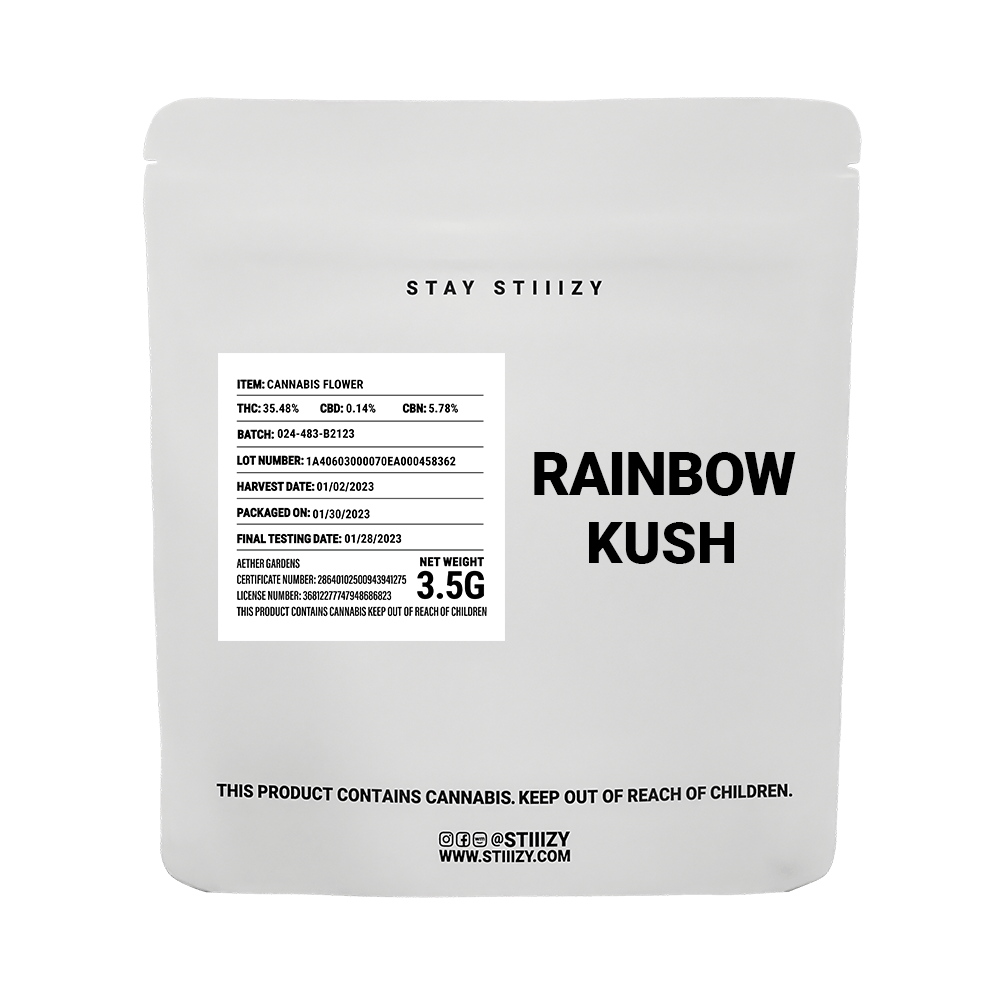 - RAINBOW KUSH - 3.5G White Label Mylar