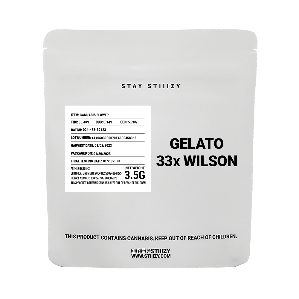 - GELATO 33X WILSON - 3.5G White Label Mylar