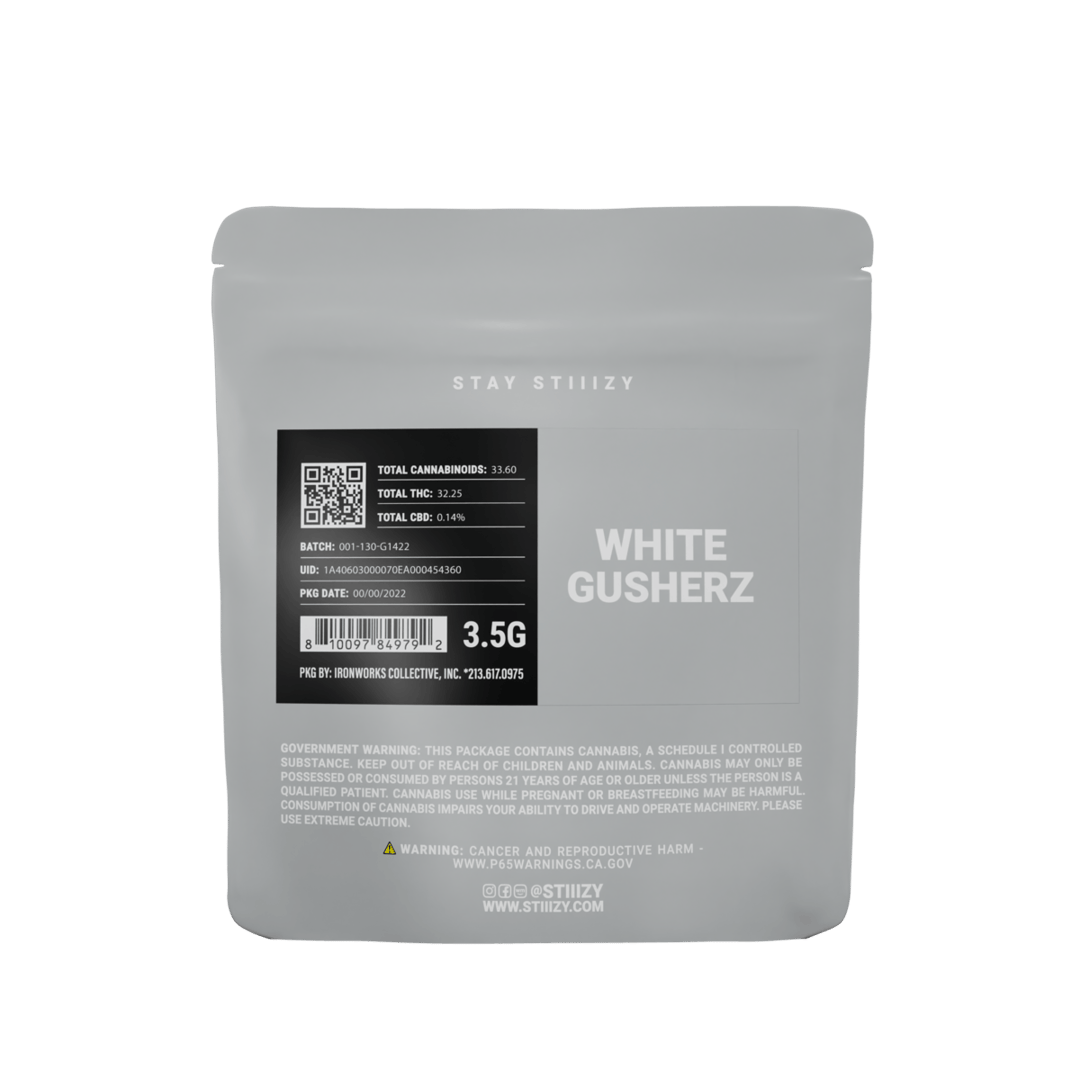 - WHITE GUSHERZ - 3.5G Grey Label Mylar