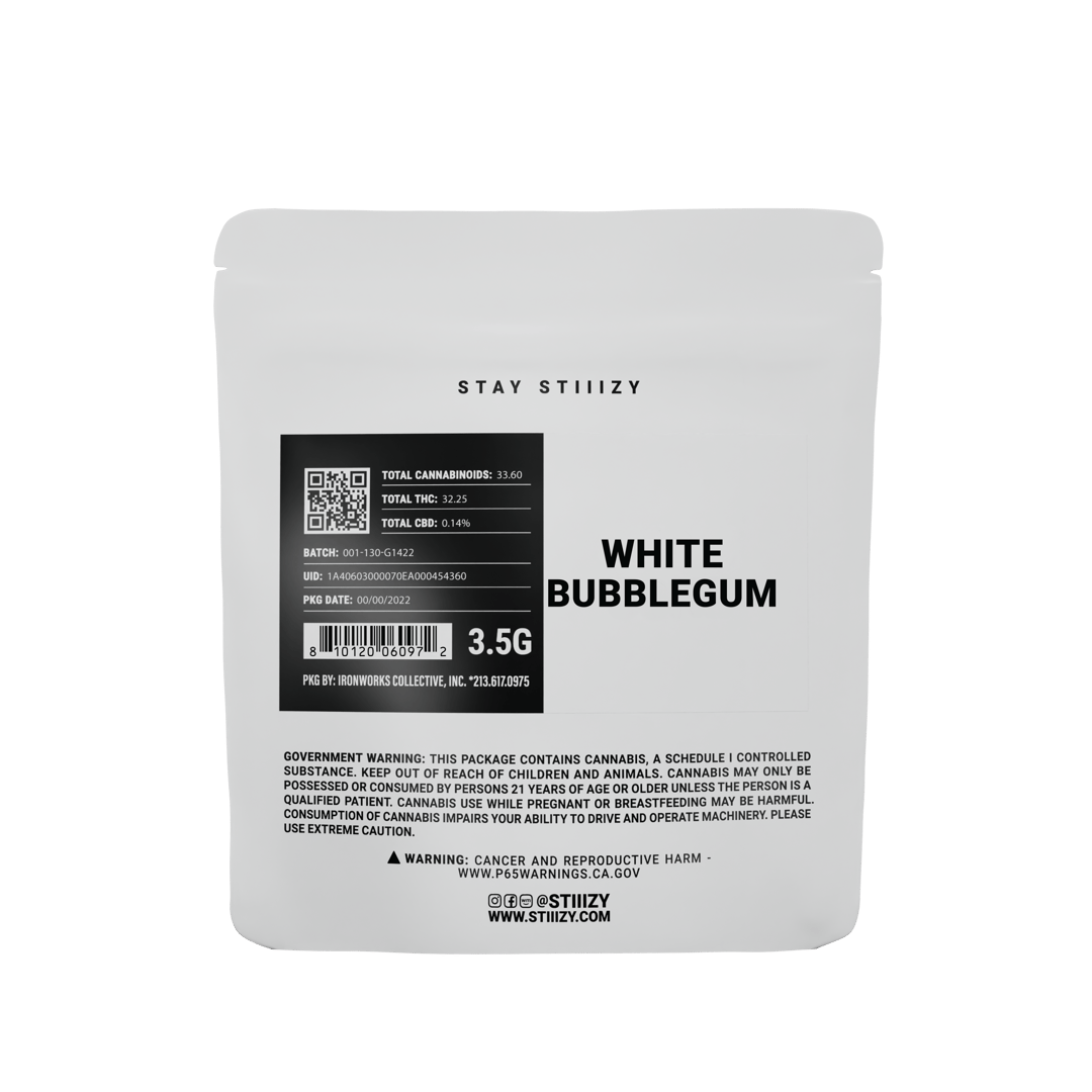 - WHITE BUBBLEGUM - 3.5G White Label Mylar