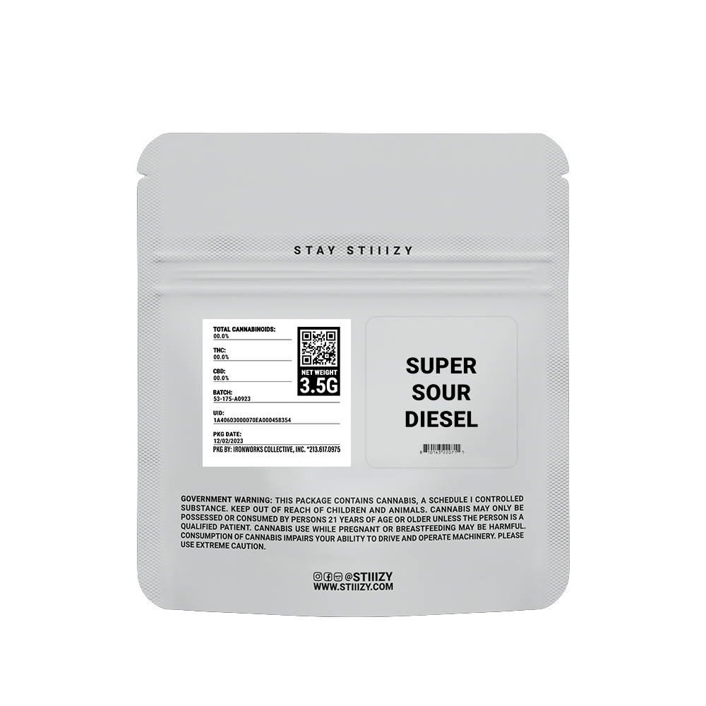 - SUPER SOUR DIESEL - 3.5G White Label Mylar