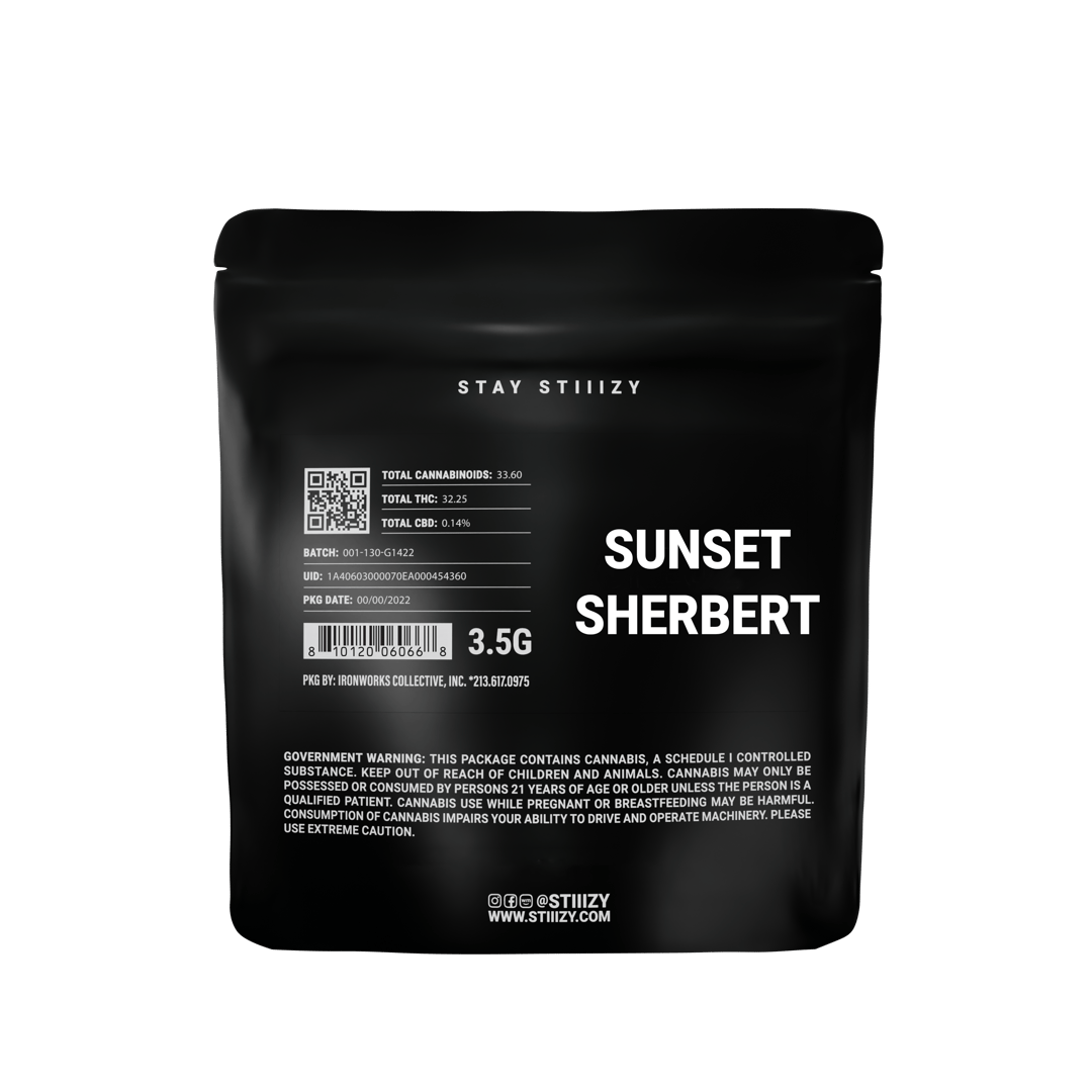 - SUNSET SHERBERT - 3.5G Black Label Mylar
