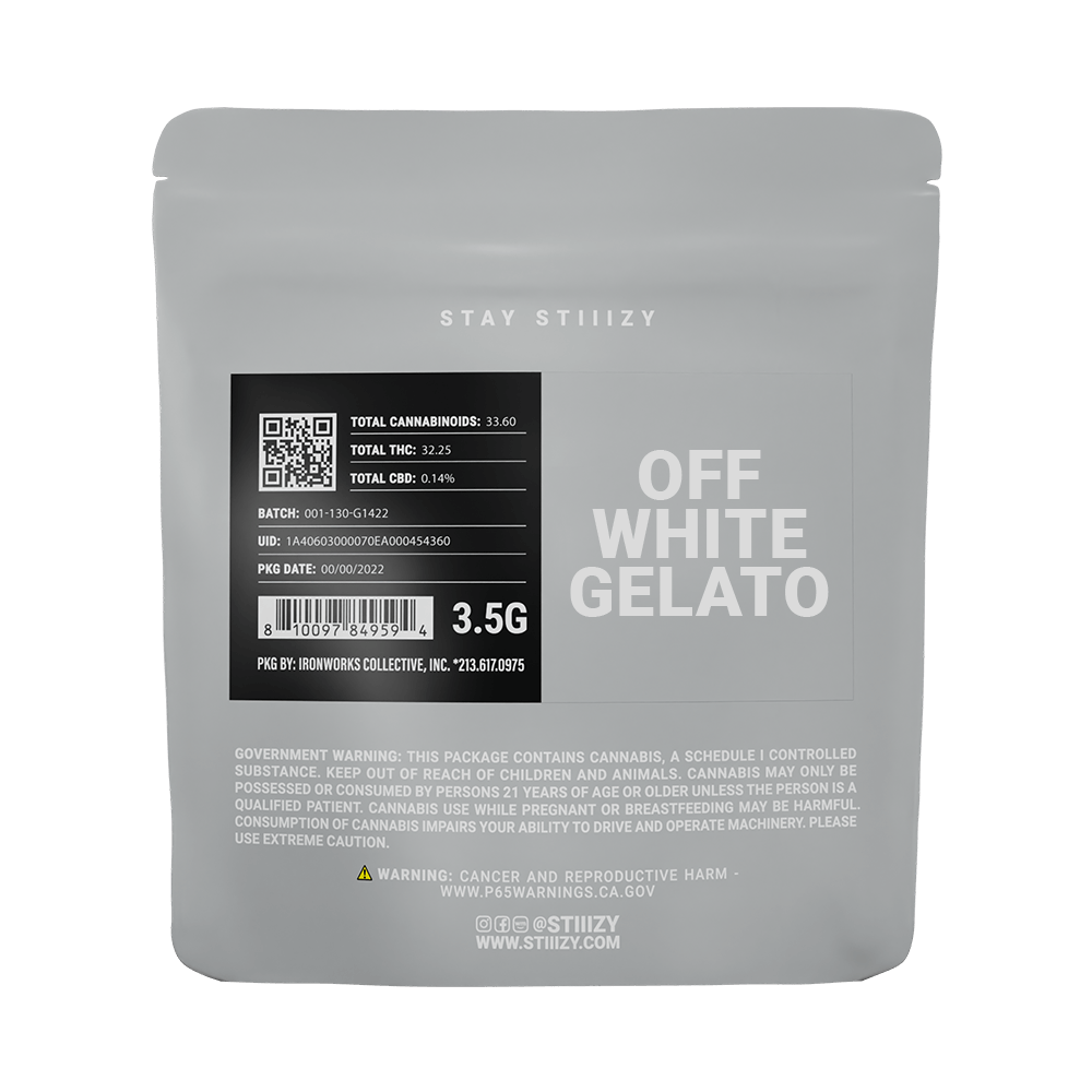 - OFF WHITE GELATO - 3.5G Grey Label Mylar