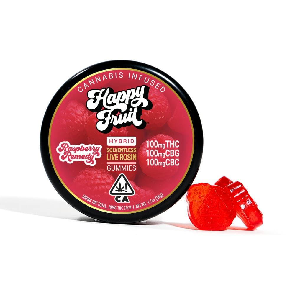 Raspberry Remedy Rosin Gummies : 100 MG THC + 100 MG CBC + 100 MG CBG