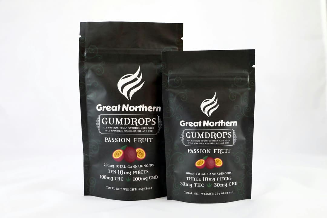Great Northern Cannabis 30mg Passion Fruit Gum Drops (Sativa) 1:1 THC:CBD