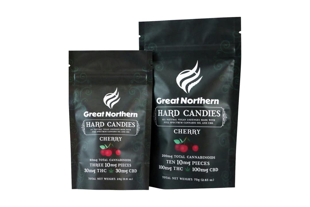 Great Northern Cannabis 30mg Cherry Hard Candies (Indica) 1:1 THC:CBD