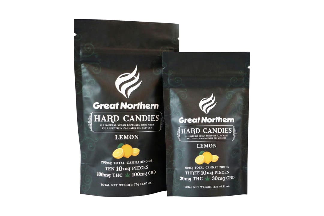 Great Northern Cannabis 30mg Lemon Hard Candies (Indica) 1:1 THC:CBD