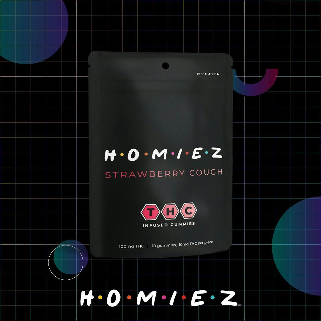 Strawberry Cough • 100MG Gummies • HOMIEZ • REC