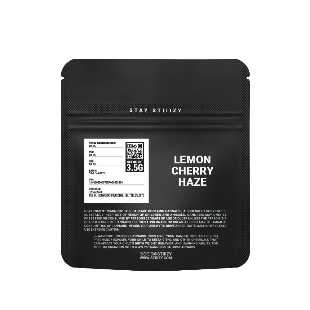 - LEMON CHERRY HAZE- 3.5G Black Label Mylar