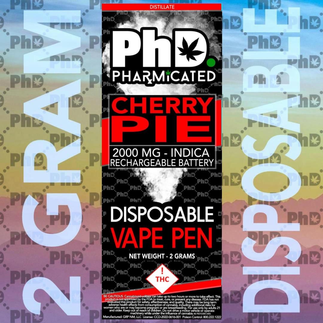 PhD Disposable D9 Vape Cart-2000 mg - Cherry Pie (I)