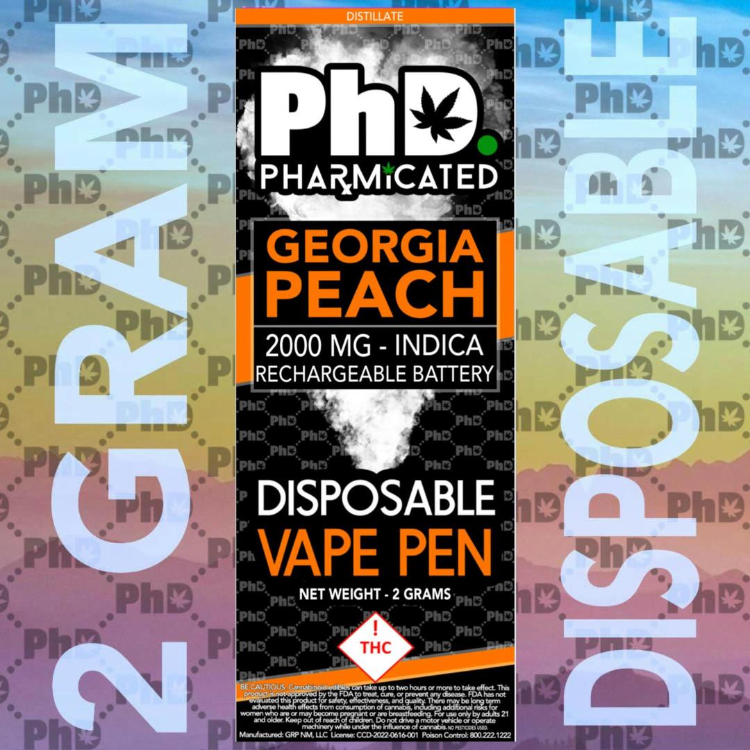 PhD Disposable D9 Vape Cart- 2000 mg - Georgia Peach (I)