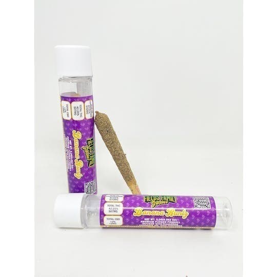 Banana Runtz Single 1.2g Diamonds, Kief, Oil, and Terpenes Infused Pre Roll