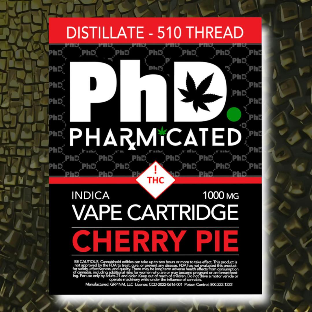 Pharmicated 510 Thread Vape Cart - 1000 mg - Cherry Pie (I)