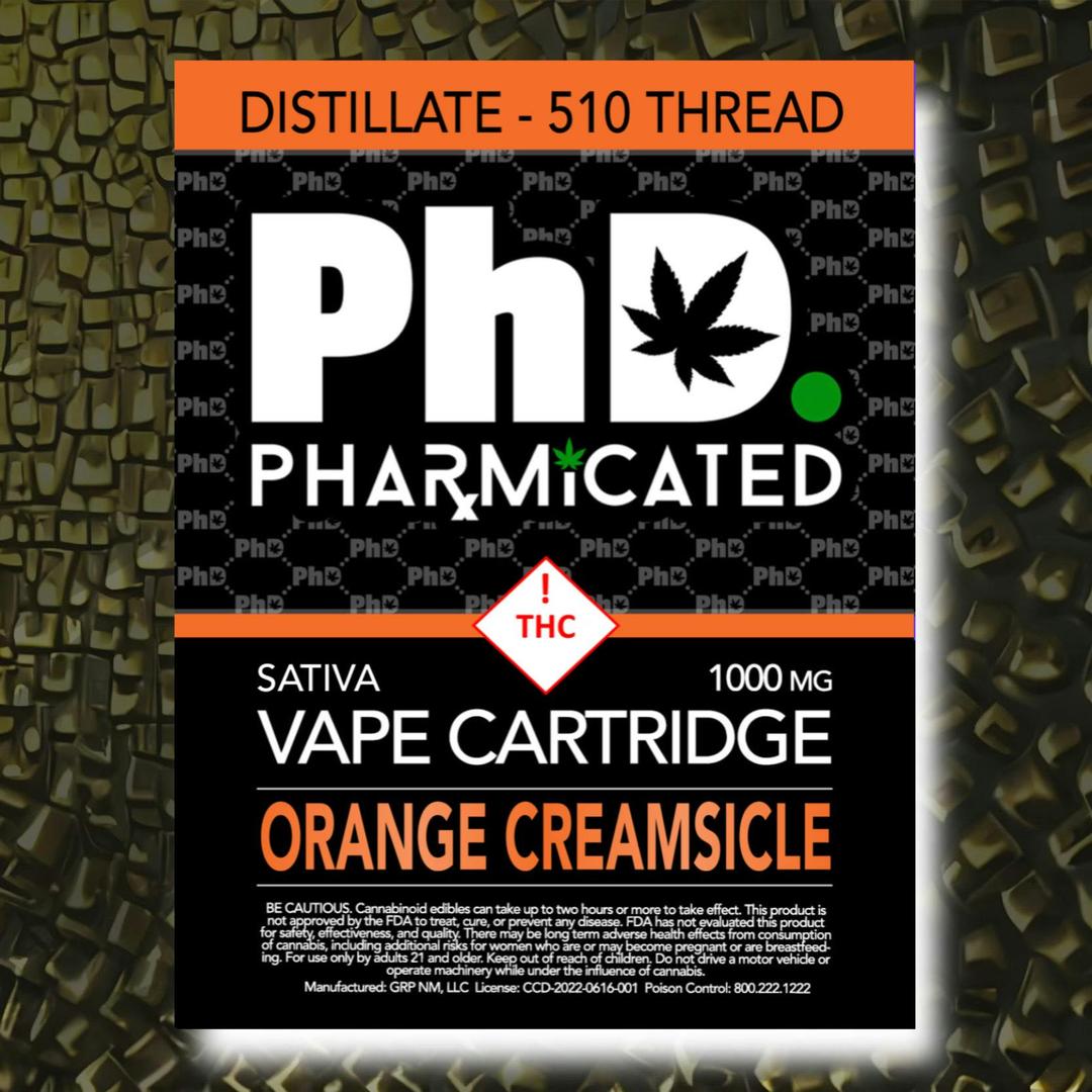 Pharmicated 510 Thread Vape Cart - 1000 mg - Orange Creamsicle (S)
