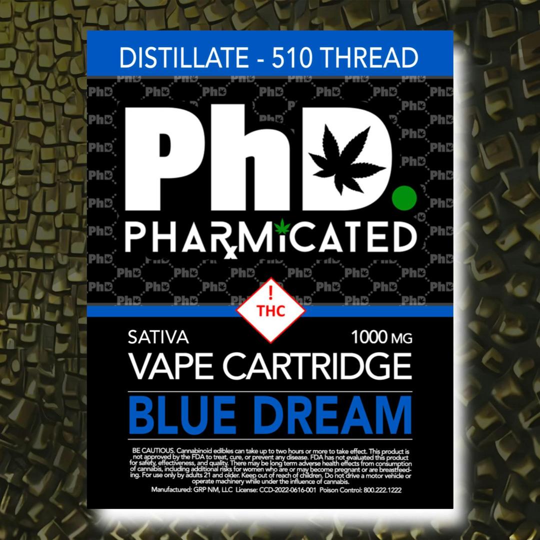 Pharmicated 510 Thread Vape Cart - 1000 mg - Blue Dream (S)