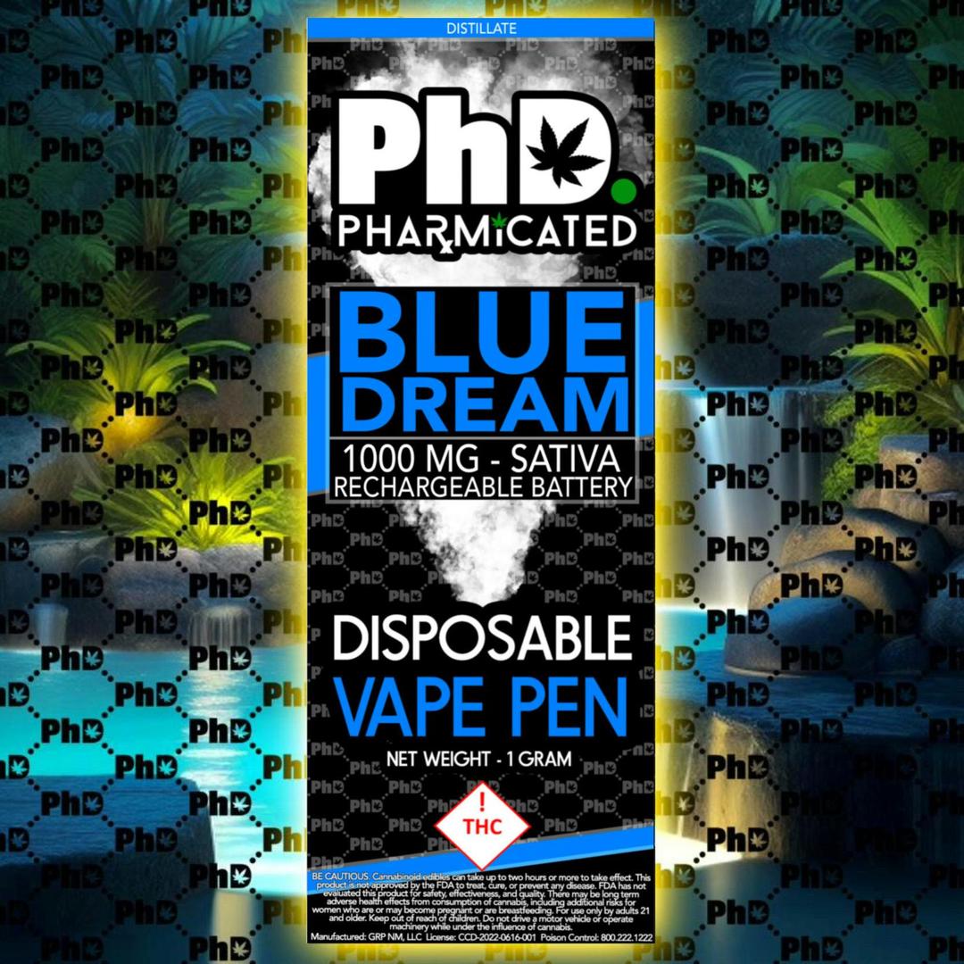 PhD Disposable D9 Vape Cart - 1000 mg - Blue Dream (S)
