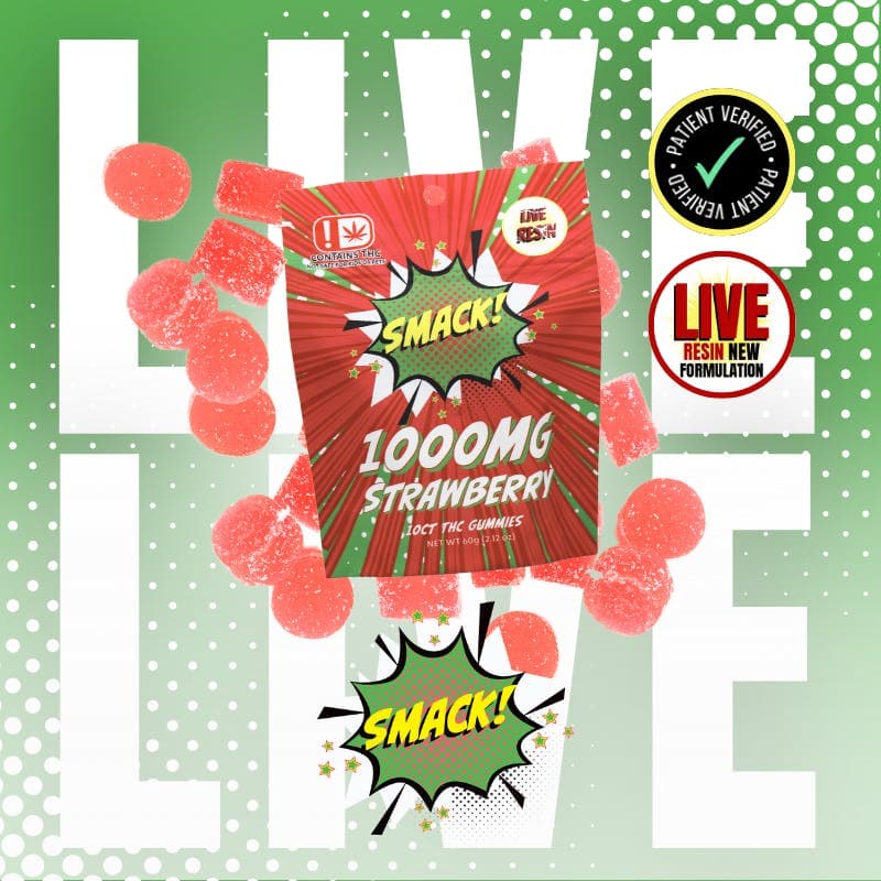 Strawberry - LIVE RESIN -1000mg 10ct. Gummies - SMACK!